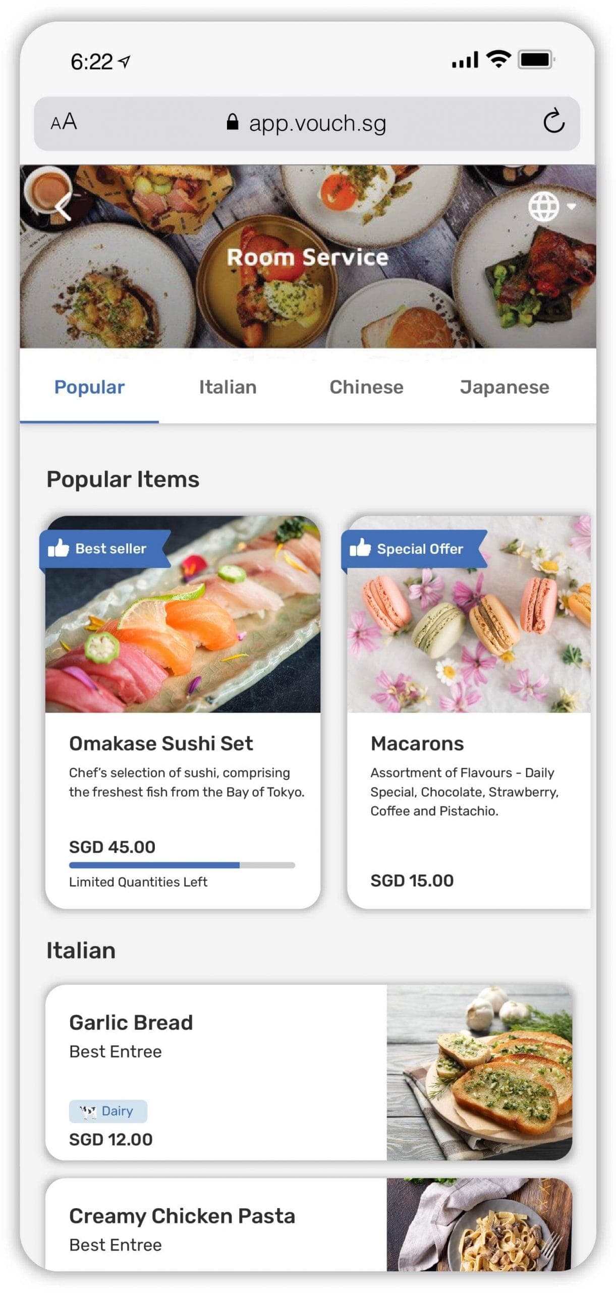 Guest browsing the digital dining menu