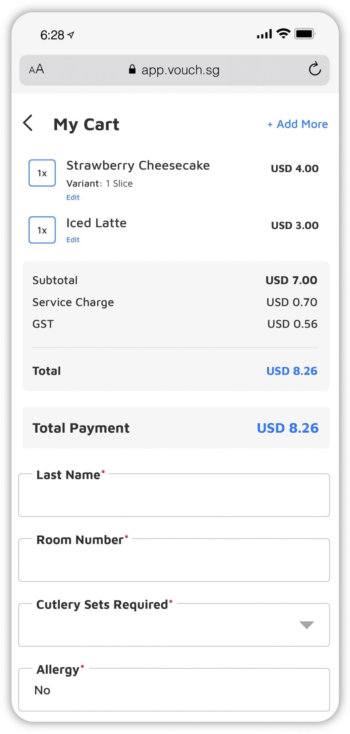 Guest making payment for dining order