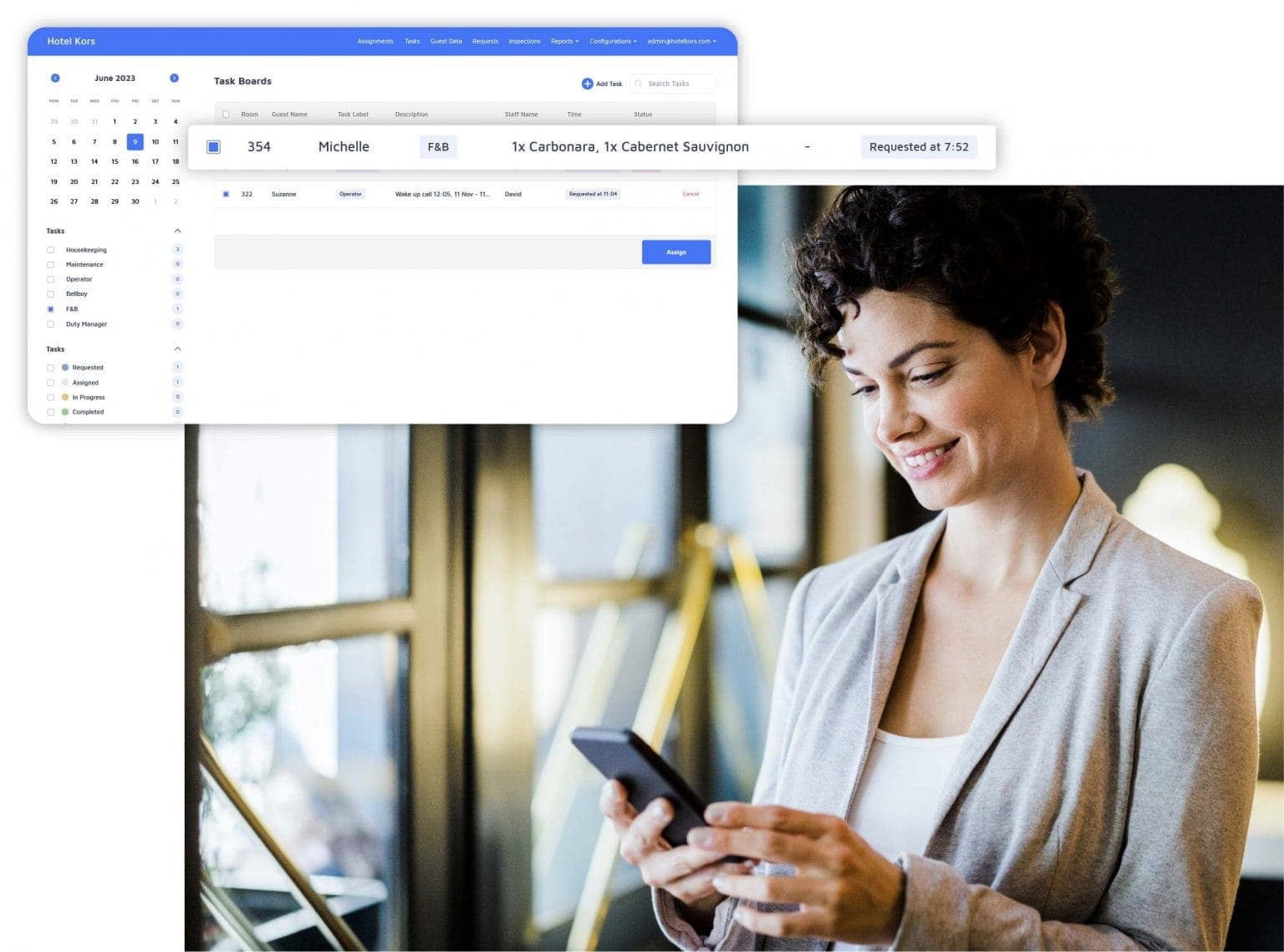Task Manager assigning dining orders