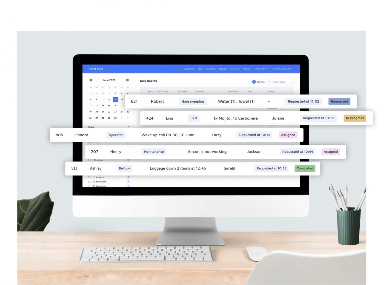 Dining task overview dashboard