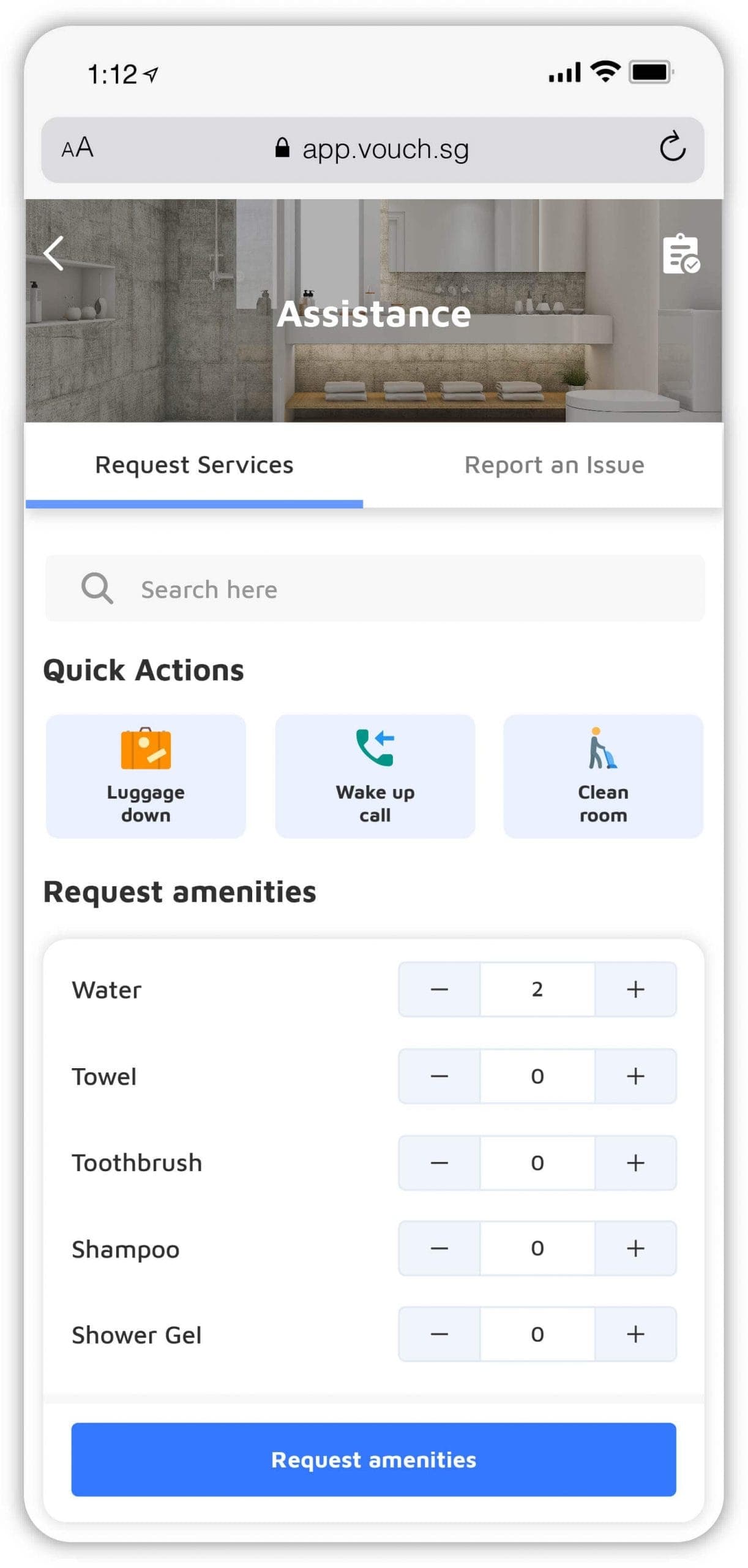 Guest accessing the room request platform