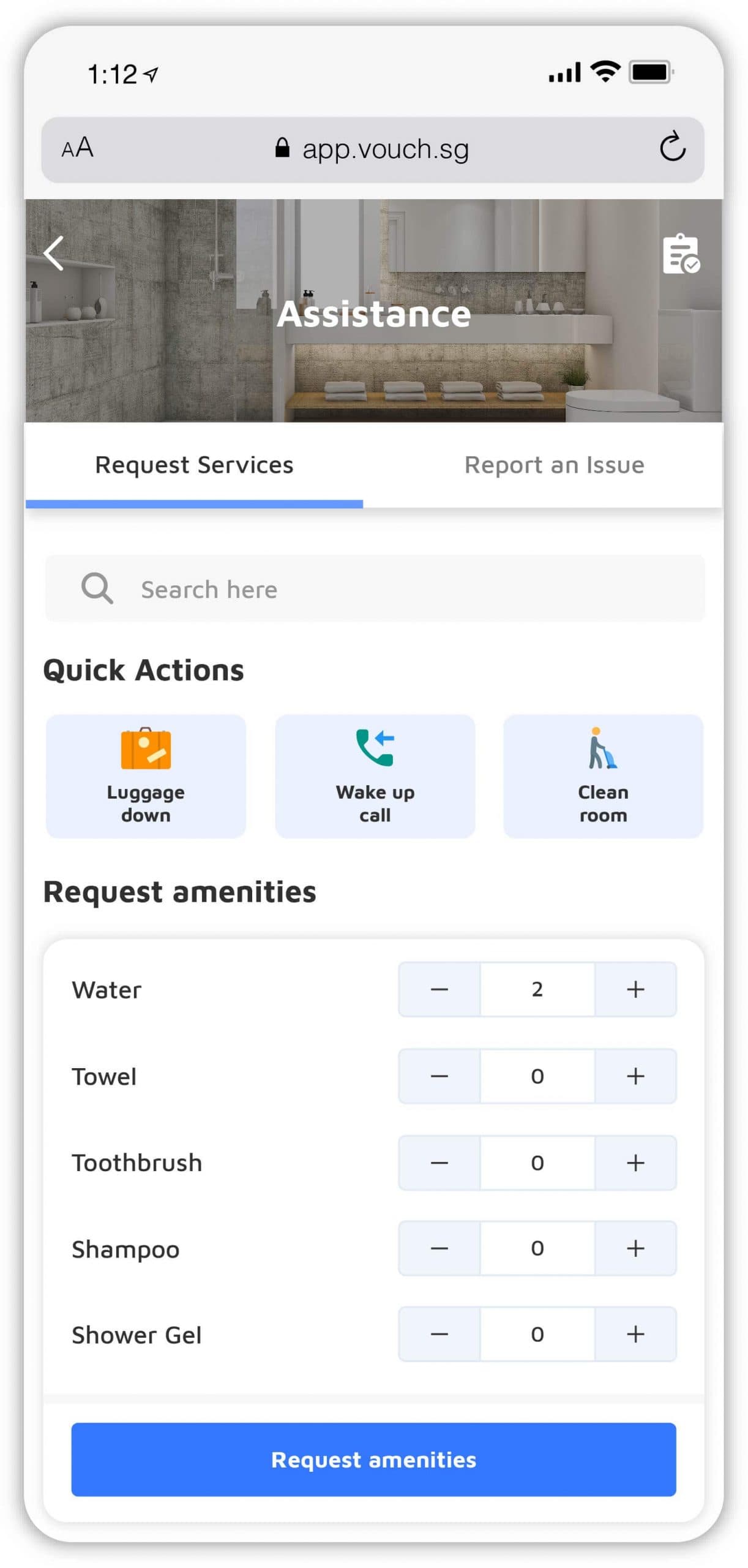 1. Access Platform to Request for Amenities